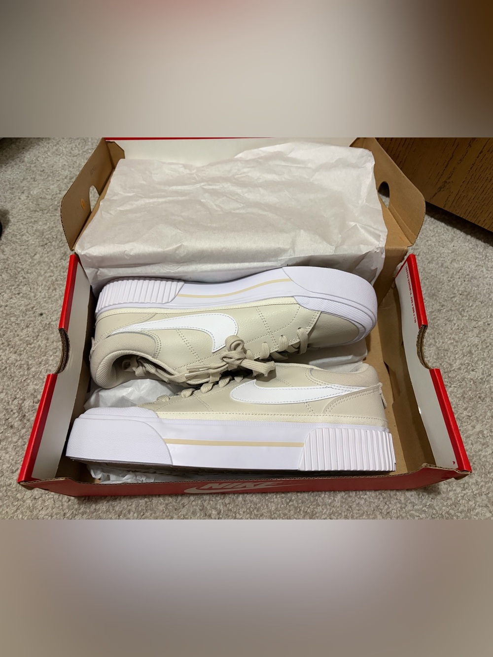 Nike Court Legacy Lift Platform Sneakers Light Orewood Brown Women’s Size 10 NWT - Picture 3 of 5